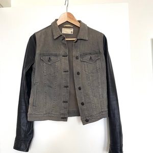 rag & bone | Gray Black Leather Denim Jacket - S